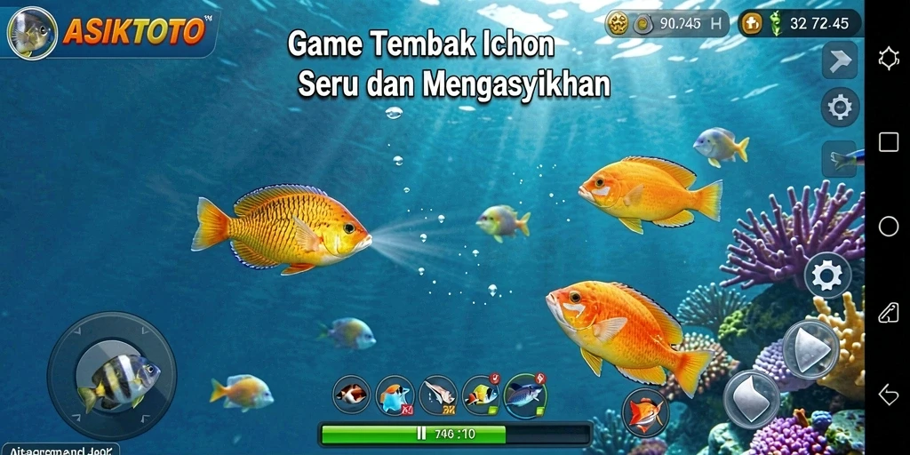 Screenshot gameplay ASIKTOTO menampilkan aksi menembak ikan yang seru dan dinamis.