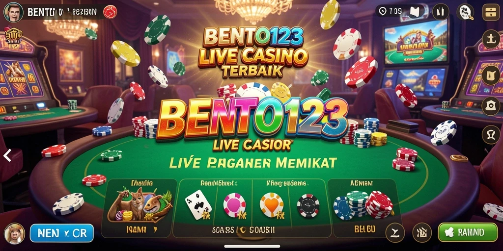 Tampilan utama gameplay Live Casino BENTO123 dengan pemain dan dealer nyata.