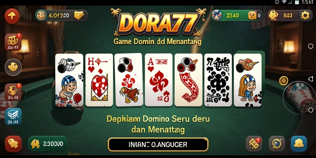 Tangkapan layar utama DORA77 menunjukkan gameplay Domino yang menarik.