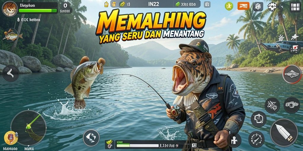 Tangkapan ikan besar di layar dalam game IN22.
