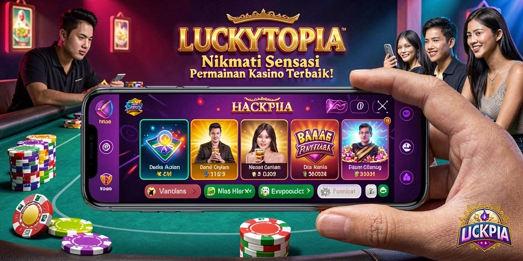 Screenshot gameplay LUCKYTOPIA menampilkan aksi seru permainan Kasino.