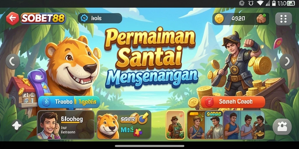 Tampilan gameplay SOBET88 yang penuh warna dan menghibur.