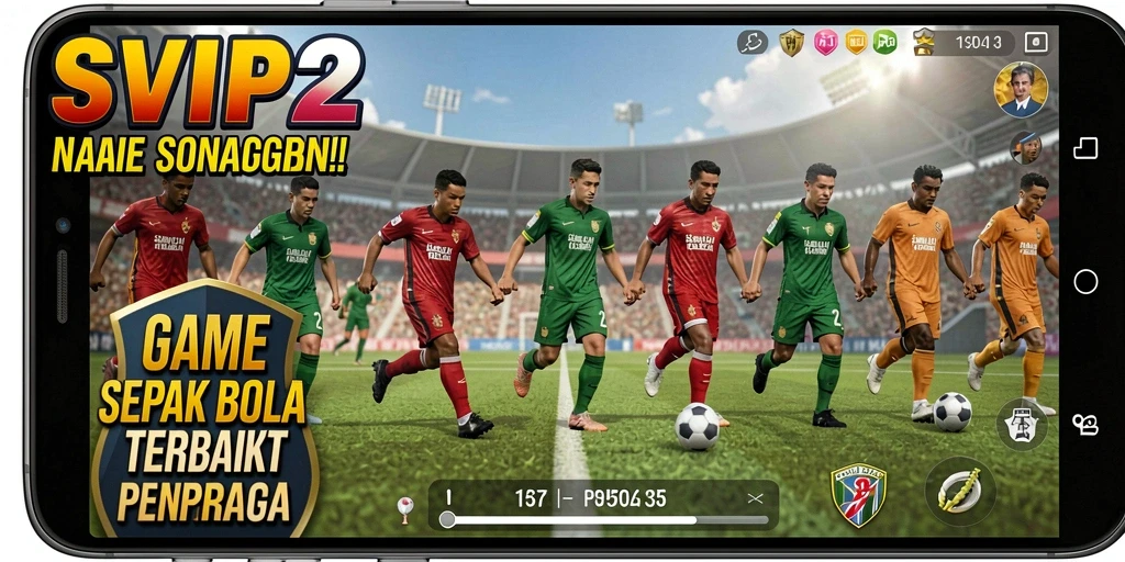 Menampilkan aksi seru di lapangan dalam game sepak bola SVIP2.