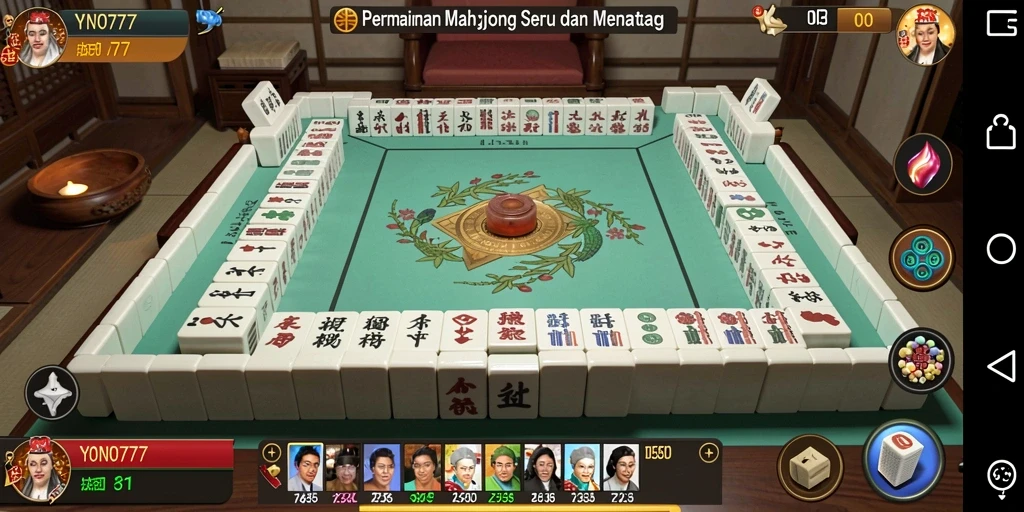 Tampilan gameplay YONO777 dengan antarmuka menawan dan ubin Mahjong.